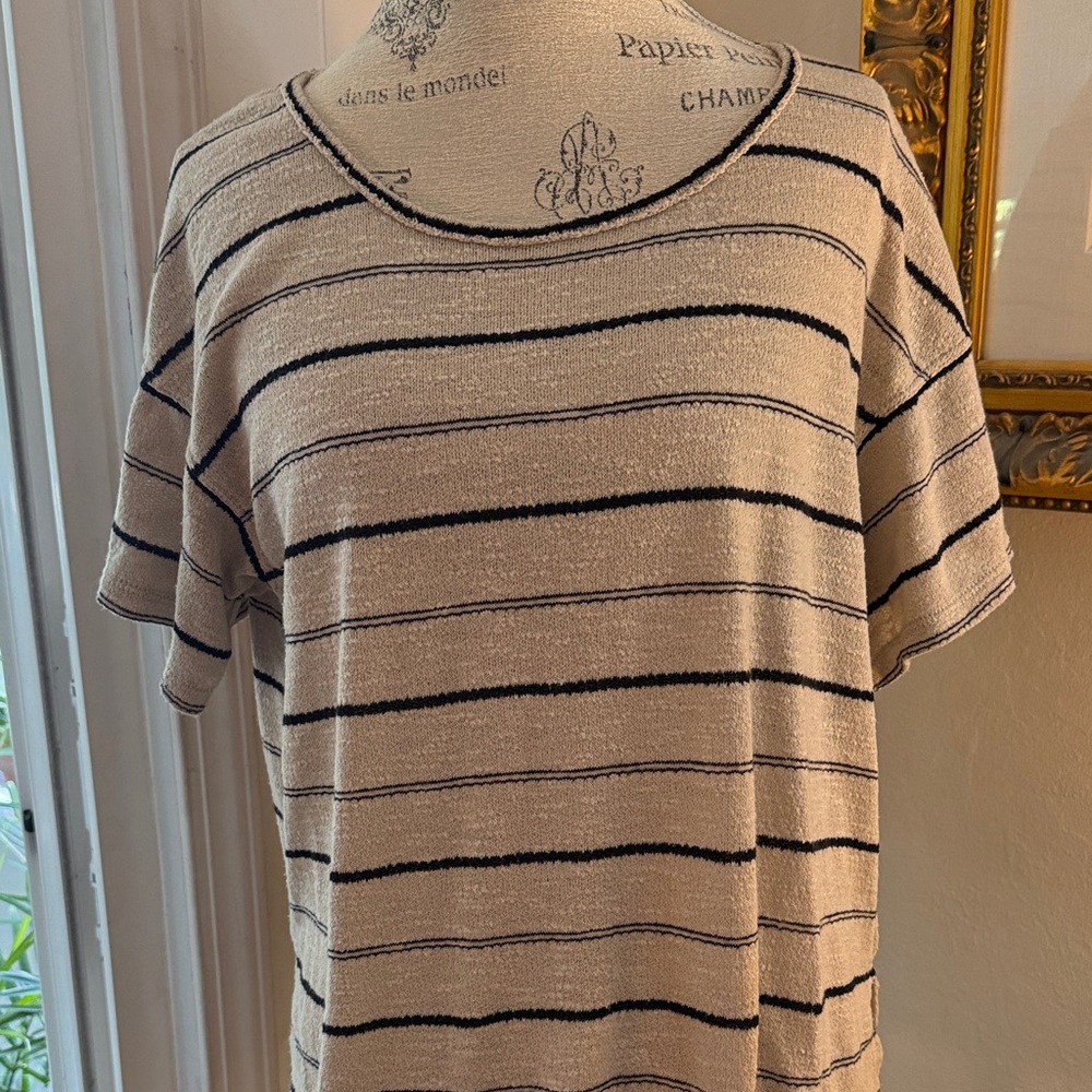 MAX SUDIO Striped Beige and Black Women's Top